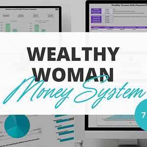 Wealthy Woman Money System from Health Self and Wealth. Google sheets money management template for incomes, expenses, investments, debt payoff, net worth tracking, and retirement planning.