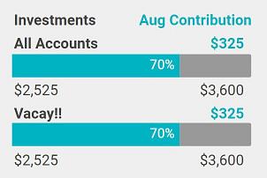 Progress towards achieving financial goals using the Personal Finance Planner Monthly Summary sheet.