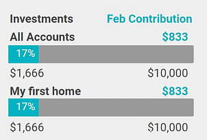 Progress towards achieving financial goals using the Personal Finance Planner from Health Self and Wealth