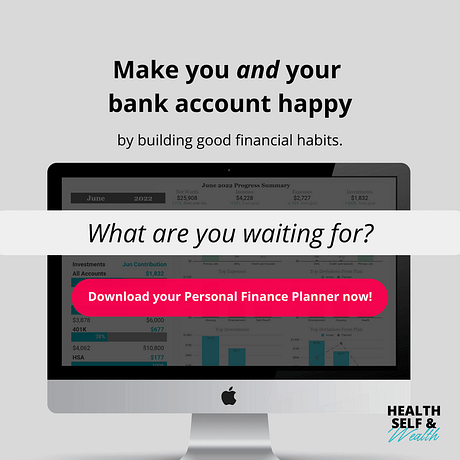 download your personal finance planner from Health Self and Wealth